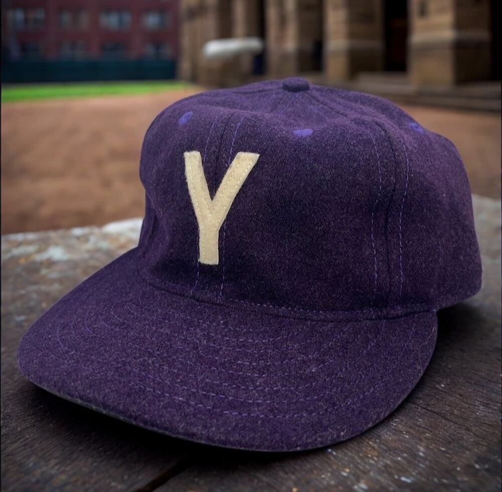 Yale University Ebbets Field Flannels Wool Strapback Hat Cap USA Rare Purple